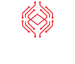 Logo vermelha com com o nome Marcus Natrielli em branco